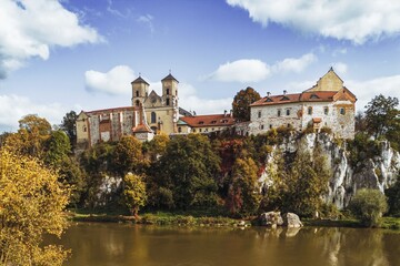 Scenic hilltop castle surrounded by village