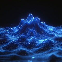 Blue Luminous Waveform with Sparkling Points of Light