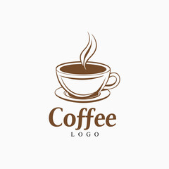 Minimalist Coffee Cup Logo Elegant Cafe and Beverage Branding Vector Design


