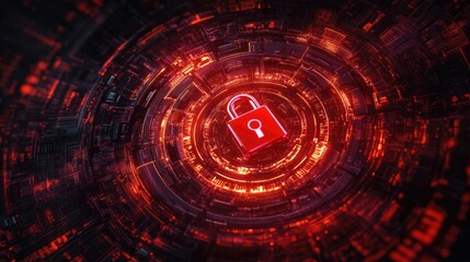 Fototapeta premium Circuit Lock Symbol in Cyber Security: Protecting Private Information and Technology Concepts
