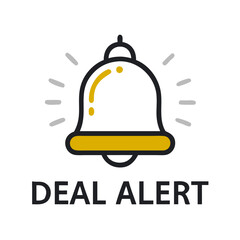 Fototapeta premium Deal alert bell icon designed as a vector graphic representing notifications for special offers and discounts in an online shopping environment