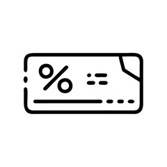 Discount card design showcasing a minimalistic vector style with clear percentage symbol and dynamic elements for promotions and savings