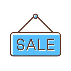 Bright blue sale sign vector icon designed for promotional activities in retail environments, perfect for marketing and advertising purposes