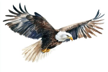 Artistic Watercolor Eagle: Elegant Bird Illustration on a White Background