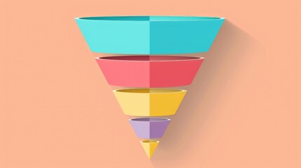 Multicolored Inverted Funnel Diagram on Peach Background