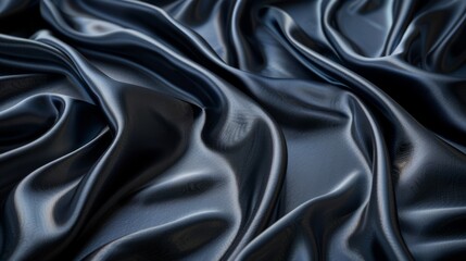Obraz premium A close-up of luxurious dark gray silk fabric, showcasing its intricate texture and delicate folds, creating an atmosphere of mystery and elegance