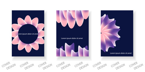 Abstract minimal geometric backgrounds set. Colorful pattern with gradient texture and geometric shapes. For printing on covers, banners, sales, flyers. Modern design.