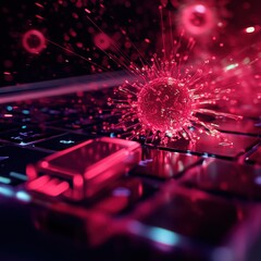 Digital Virus Concept in Cyber Security on Computer Keyboard