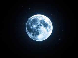 Obraz premium A luminous full moon glowing against a dark night sky, surrounded by stars