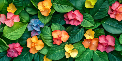 Vibrant Geometric Floral Pattern with Bold Colors and Rich Textured Wallpaper Design