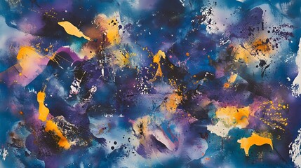 Abstract Colorful Splash with Blue and Yellow Paint Streaks