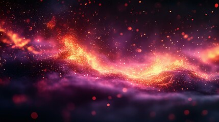 Obraz premium Abstract cosmic background featuring a vibrant blend of colors and shimmering light particles that evoke a sense of deep space exploration.
