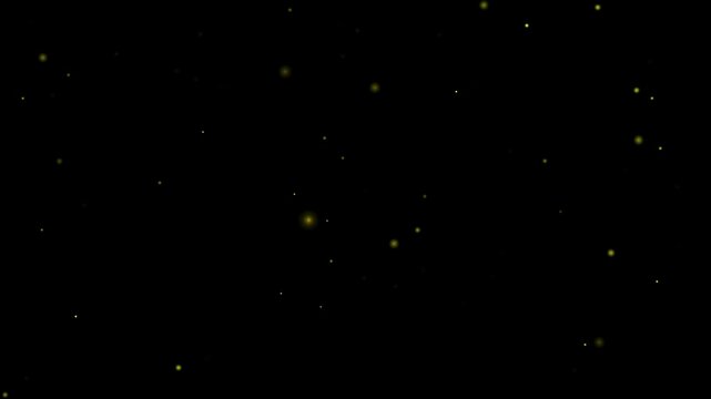 Dust particles stars gold effect sprinkled floating on black background 3D