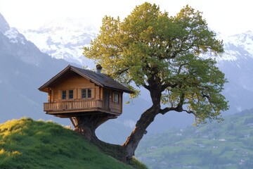 Charming Alpine Treehouse Retreat Nestled Among the Swiss Hills in the Heart of the Alps
