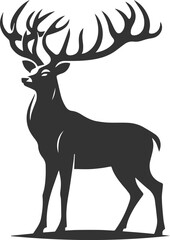 A deer standing tall with antlers spread wide animal silhouette vector