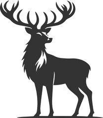A deer standing tall with antlers spread wide animal silhouette vector
