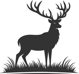 A deer standing tall with antlers spread wide animal silhouette vector