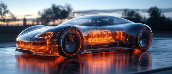Futuristic Car Design Showcasing Battery Efficiency