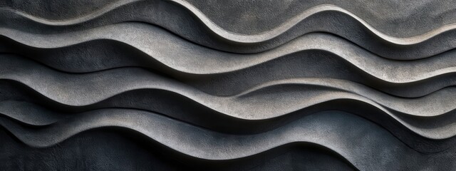Fototapeta premium Abstract Textured Wall with Flowing Wave Patterns in Monochrome