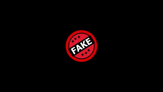 Fake postal stamp, threadbare seal, unmasking and disclosure to public, transparent background footage in 4K Animation.