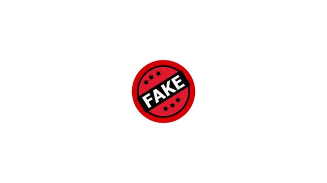 Fake postal stamp, threadbare seal, unmasking and disclosure to public, transparent background footage in 4K Animation.