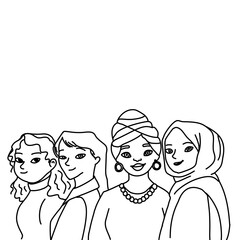 International Happy Women's Day Background Design, Icons, Calligraphy 