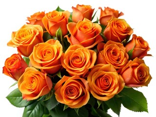 Obraz premium Orange Rose Bouquet, White Background, Rule of Thirds Photography, Floral Still Life Image