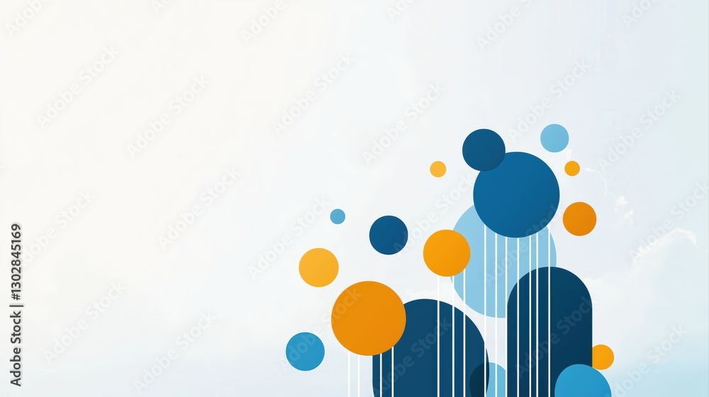 Poster abstract representation of disruptive business concepts with colorful geometric shapes and patterns
