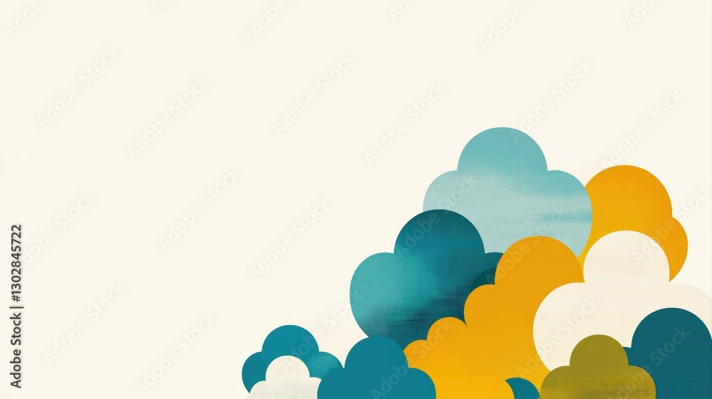 Poster abstract cloud design representing ai security enhancements with firewall defense elements for techn