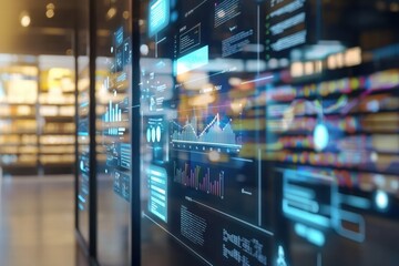 Obraz premium Digital Data Analytics Dashboard with Visual Graphs and Charts
