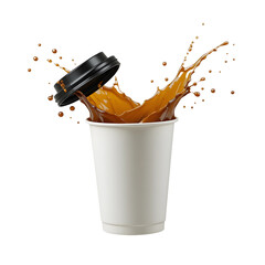 3d realistic vector icon illustration White paper coffee cup with splash of coffee