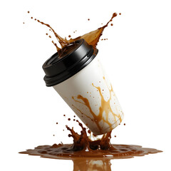 3d realistic vector icon illustration White paper coffee cup with splash of coffee