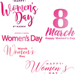International Happy Women's Day Background Design, Icons, Calligraphy 