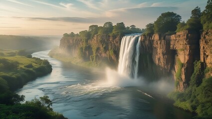 Fototapeta premium Majestic Waterfalls and Serene River Landscapes 