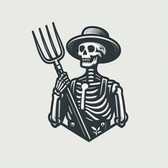 Obraz premium Grim Reaper Farmer with Pitchfork