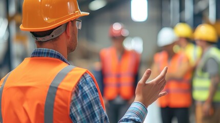 Safety Briefing Among Construction Workers in a Warehouse Setting