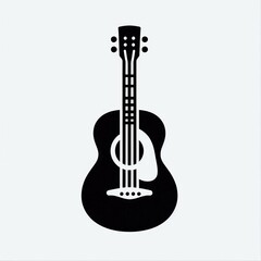 Obraz premium Acoustic Guitar Icon Minimalist Black Silhouette