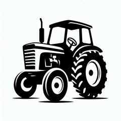 Obraz premium Classic Tractor Black White Vector Art