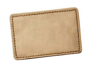 rectangular cloth patch with rounded corners, in a cream color, with a transparent background