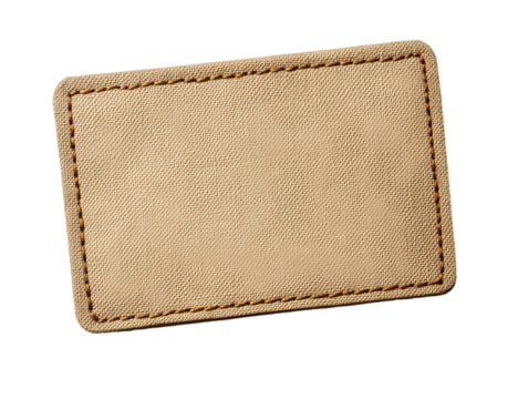 rectangular cloth patch with rounded corners, in a cream color, with a transparent background