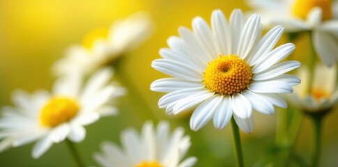 Close-up of lush daisy bouquet, pure white petals, sunny yellow , summer, spring, beauty