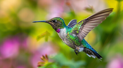 Super-macro shot of a hummingbird iridescent feathers, shimmering hues