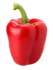 Close-up, red sweet bell pepper isolated, transparent PNG, PNG format