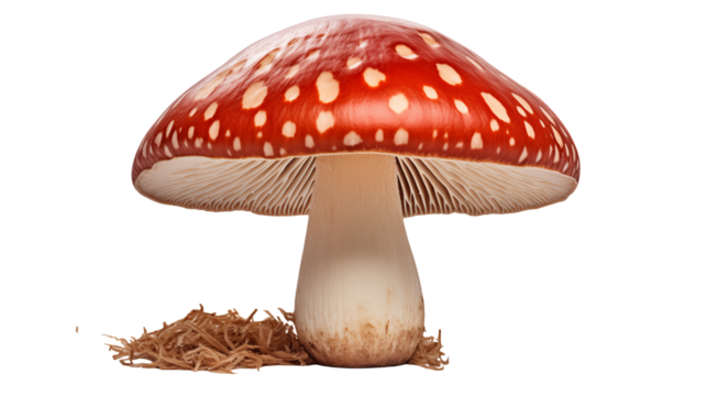 Stunning Close Up of a Vibrant Red Mushroom with White Spots in the Forest