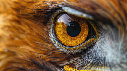 Ultra-close-up of an eagle eye, razor-sharp textures and intense gaze