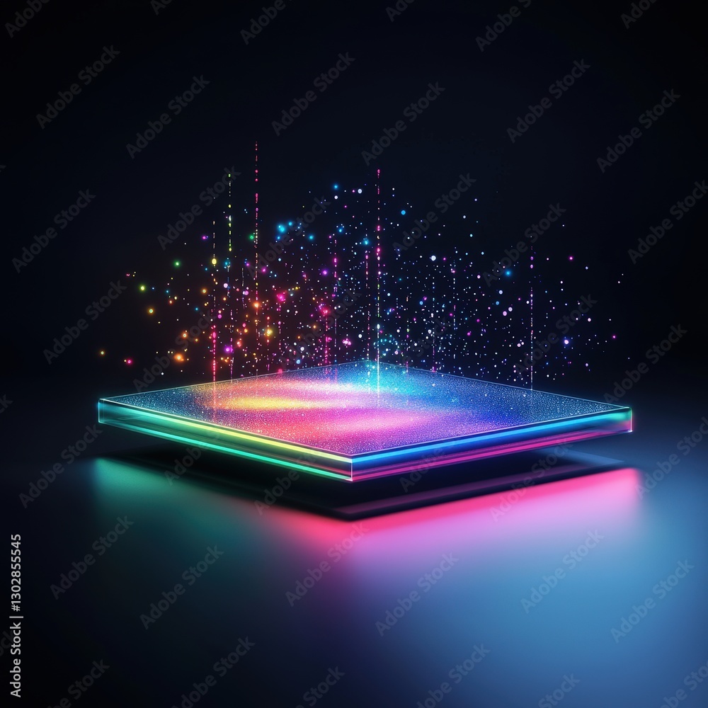 Poster glowing holographic tools simplifying programming workflows.