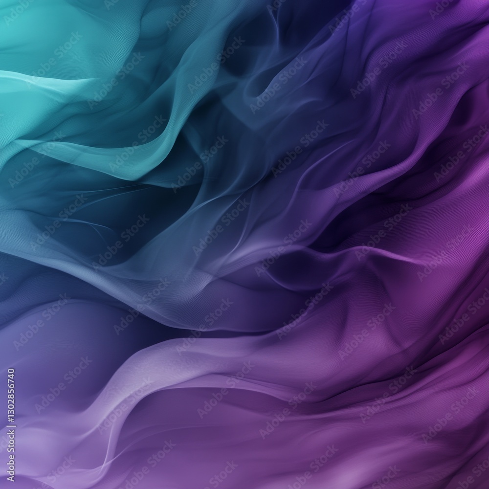 Aufkleber abstract gradient swirl: ethereal waves of teal and purple fabric flowing in smooth, dreamy motion