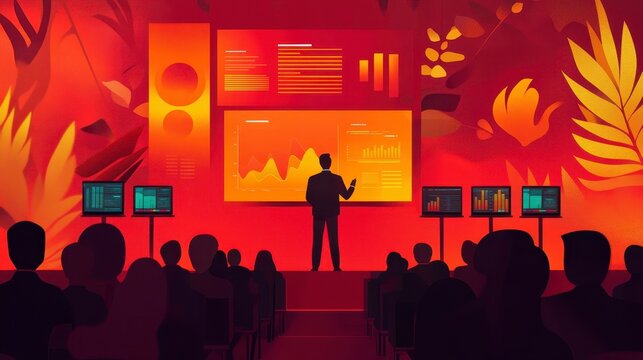 Business Presentation in Vibrant Environment with Data Visualization