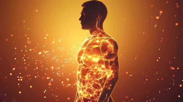 Illuminated silhouette showcasing gut microbiome a symbol of health and wellness