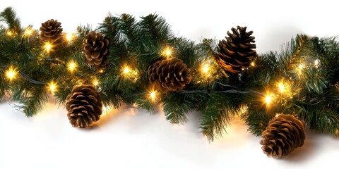 Christmas Garland with Pine Cones and Lights Festive Holiday Decor, Christmas Decorations, Winter Decor Christmas garland, pine cones, lights